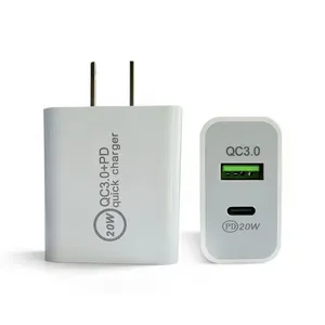 Direct Manufacture Qc3.0 Type C Usb Dual port Wall Charger Eu Us Pd Charger Plug Adapter 11 12 13