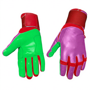 Gants de frappe en cuir vert et rose, ambidextres, avec fermeture auto-agrippante, support de poignet rembourré, entraînement, unisexe, adulte - Product Image 1