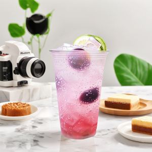 Gobelet en plastique transparent PET jetable et écologique de 98 mm, fond plat, 12 oz-24 oz, pour thé au lait, café froid - Product Image 4
