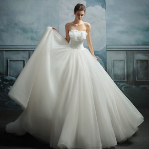 Vestidos de Novia de Tul con Cola de Capilla, Estilo Bohemio, Modestos, con Escote Corazón, Tela de Organza Francesa, Encaje Floral, para LSMX188 - Product Image 4