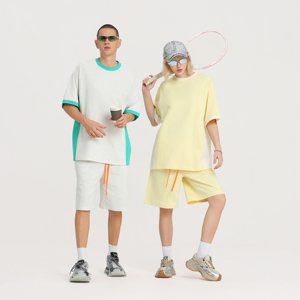 T-shirt décontracté à manches courtes et col rond, à manches raglan, à séchage rapide, de style sportif, avec blocs de <span class=keywords><strong>couleur</strong></span> sur les côtés - Product Image 4