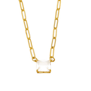 Collana a catena Color oro con graffetta Color oro con rame CZ gioielli quadrati in zircone placcati in oro per <span class=keywords><strong>regali</strong></span> <span class=keywords><strong>amici</strong></span> - Product Image 3