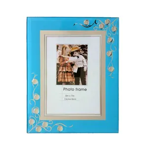 13x18 Glass Frame, blue glass photo frame, jewelry glass picture frames