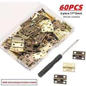 Cerniere Wigeon-Wugeon per Commercio Transfrontaliero, 60 Pezzi in Scatola, Mini Cerniere da 6mm in Ferro, Angolo Retto, Stampate, Galvanizzate, per Scatole Regalo e Rilegatura a Fogli Mobili - Product Image 2