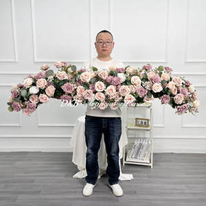 Usine Offre Spéciale soie rose fleurs artificielle allée coureur haute qualité fleur coureur mariage rangée décoration - Product Image 6