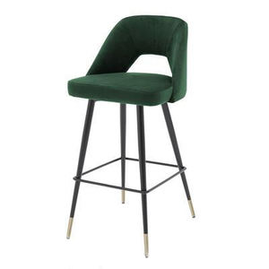 Tabouret de bar en <span class=keywords><strong>velours</strong></span> avec base dorée et design scarabée - Product Image 1