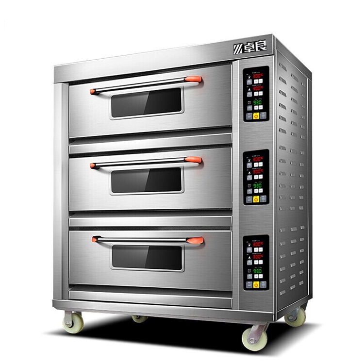 Oven dek listrik komersial, harmoni gas Mono 28 kw roti 3 Deck 9 tray Oven 65 "oven Pizza listrik dengan sistem uap