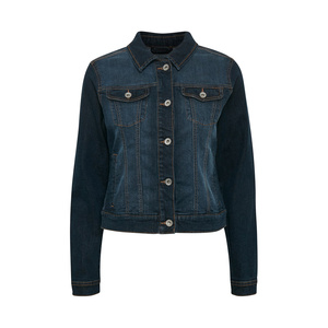 Veste en jean à ourlet et poignets effilochés, coupe décontractée, toucher doux, mélange de coton, conçue pour les femmes, esthétique cool et décontractée - Product Image 1