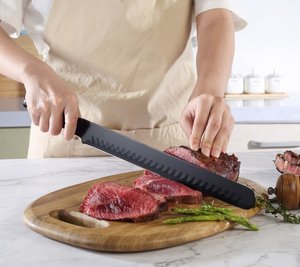 Duradera y larga vida útil 12 "Acero inoxidable cocina <span class=keywords><strong>Chef</strong></span> jamón rebanador cuchillo tallado carne jamón cuchillo con mango hueco - Product Image 2