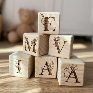 Bằng Gỗ Hoa Khối Trang Trí Nội Thất Thông Gỗ Khối Với Laser Chữ Hoa Vườn Ươm Trang Trí Nội Thất Bằng Gỗ Khối Khối - Product Image 4