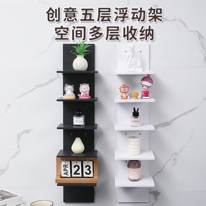 Estante de almacenamiento montado en la pared, rectangular y grueso de 5 niveles, para uso doméstico en el baño - Product Image 4