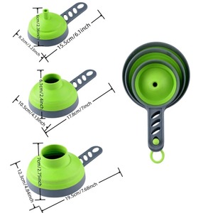 Juego de 3 Embudos de Cocina, 3 Tamaños, Embudo Plegable de Plástico, Dispensador de Líquidos, Embudo de Boca Ancha para Polvo, Líquido y Mermelada, Utensilios de Cocina - Product Image 3