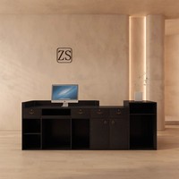 Bureau de réception en bois de luxe moderne simple noir clair pour le bureau de l'entreprise et le magasin de vêtements pour hommes Comptoir de caisse élégant