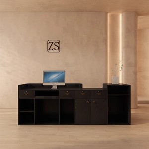 Moderno semplice luce nera scrivania di lusso in legno per ufficio aziendale e negozio di abbigliamento da uomo elegante bancone cassiere - Product Image 4