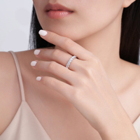 Bague éternité en moissanite creuse en forme de cœur 2,2 CTW, argent sterling S925, diamant complet, élégante, accessoire de mode pour mariage