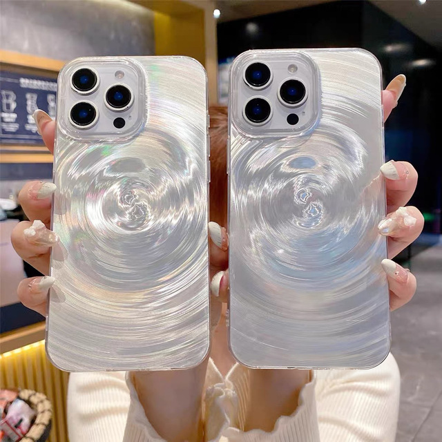 Stylish Minimalist Niche Swirl Pattern Phone Case, Large Hole Shockproof Protective Cover for iPhone 14,15,16,17 Pro Max