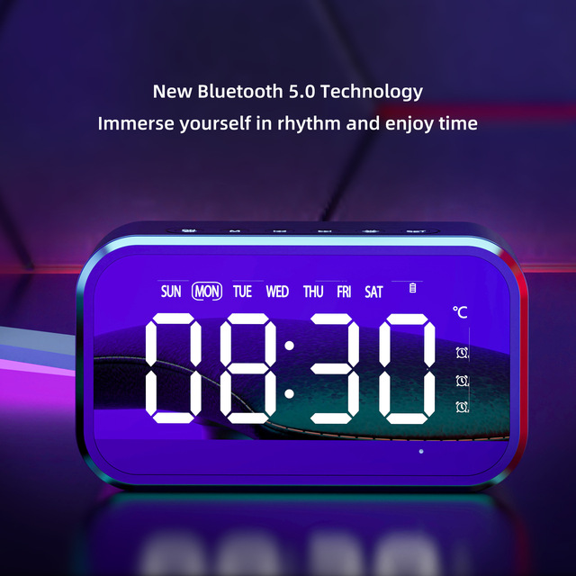 Desktop Alarm Clock for Wireless Speaker Mini LED Mirror Digital Clock Mobile Phone Speaker Gift Stereo Sound ABS Material