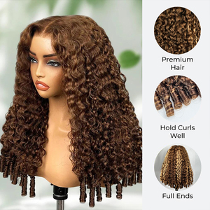 ISEE Wear and Go Glueless <strong>Wig</strong> Chocolate <strong>Brown</strong> Burmese Curly Human Hair <strong>Wigs</strong> 13x4 Transparent HD Lace Frontal <strong>Wig</strong> Pre-plucked - Product Image 4