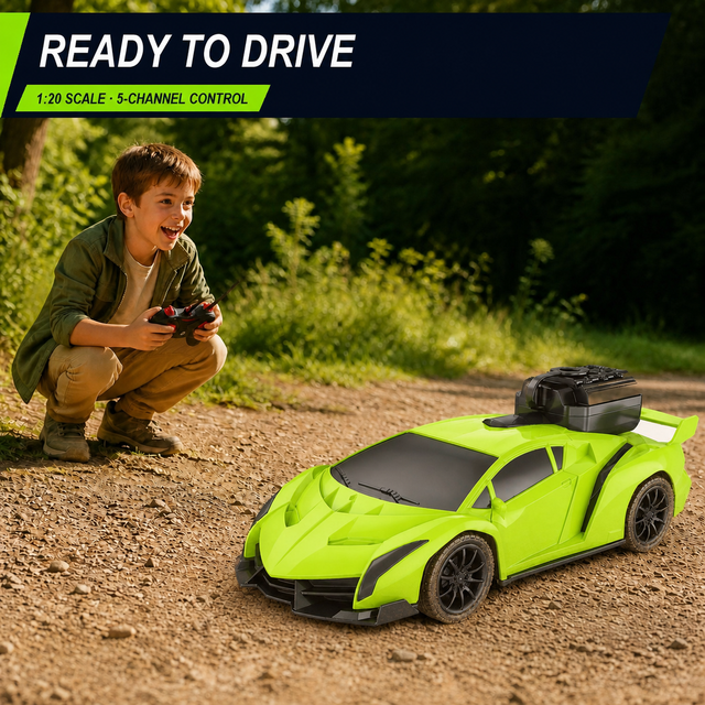 Best Selling Christmas Present 27MHz Frequency Classic Sports Car Toy 5-way 1:20 Remote Control Sports Car with Light Spray
