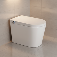 WC intelligent avec télécommande, siège chauffant, capteur de pied, chasse d'eau, cuvette allongée, à poser au sol, siphon en S, réservoir en céramique dissimulé