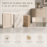 Buffet de salle à manger intégré blanc crème moderne de style français avec niche en marbre cintrée pour penthouse ou villa