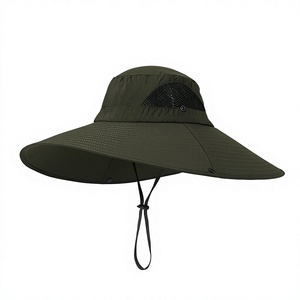 SFB117 <b>Black</b> Large Brim Outdoor Sun <b>Hat</b> Breathable Mesh Side Adjustable Chin Cord UV Protection <b>Boonie</b> <b>Hat</b> Fishing Garden Work - Product Image 2