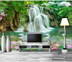 Papel Tapiz <span class=keywords><strong>Autoadhesivo</strong></span> de <span class=keywords><strong>Vinilo</strong></span> PVC, Mural de Paisaje de Cascada de Tamaño Personalizado - Product Image 2