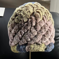 Promotion prix luxe Rex lapin fourrure tricot supérieur mignon chapeaux chapeau d'hiver avec fourrure pour les femmes