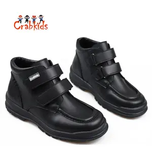 Crabkids Baskets en cuir pur noir urbain de haute qualité à la mode pour enfants Vente en gros