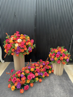 Pièce maîtresse de mariage florale topique de luxe personnalisée boule de fleurs artificielles rose vif orange violet couleur mixte pour la décoration