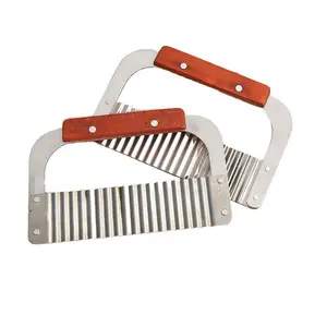 Commercial Stainless Steel Manual Wavy Knife Vegetable Chip Waffle Slicer French Fry Crinkle Potato Curly Cutter