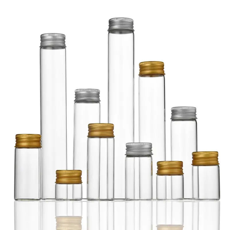 Mini bottiglia di bottiglia di vetro trasparente piccola e carina con tappo a vite in alluminio