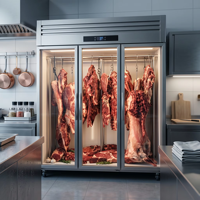 Vitrine Réfrigérée Professionnelle à 3 Portes pour Viande, à Refroidissement Direct, pour Boucherie Commerciale – Armoire de Présentation pour la Fraîcheur