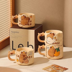 Cute Capybara Japanese Retro Ceramic <b>Mug</b> 300ml <b>Reusable</b> Coffee <b>Mug</b> for Girls & Couples Home & Office Daily Use - Product Image 4