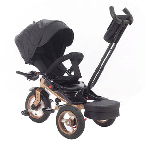 Tricycle pour bébé, enfant, tout-petit, avec pneus à air/sans chambre à air, roue <span class=keywords><strong>avant</strong></span> 12'', roue arrière 10'', barre de poussée réglable, cadre en plastique, musique, grand modèle - Product Image 1