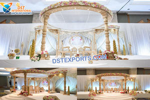 Mandap de Boda con Tema de Pavo Real de Sri Lanka, Mandap de Boda de FRP con Pavo Real Dorado Prominent de París, Mandap de Boda Dorado Glamuroso de Chicago - Product Image 3