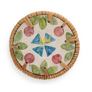Sous-verres artisanaux personnalisés en nacre, tapis de boisson en rotin tressé, protection de table ronde, vente en gros - Product Image 1