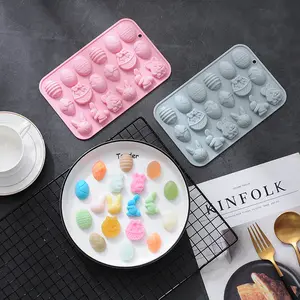 18 khoang phục sinh hình bầu dục Thỏ Bunny handmade nhà bếp nướng công cụ Silicone xà phòng Khuôn Silicone bánh pudding khuôn