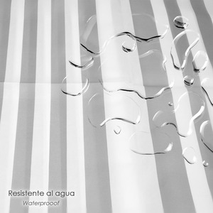 Tenda da doccia a righe bianche 180x200 cm. Impermeabile - Product Image 5