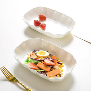 Ensemble de plats en céramique rectangulaires de poisson en dentelle japonaise écologique pour les dîners de salade de riz au four - Product Image 5