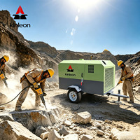 Compresseur à vis lubrifié portable de qualité supérieure, alimenté par moteur diesel, 185 CFM, pression de travail 8 bars, pour ponceuse à percussion minière