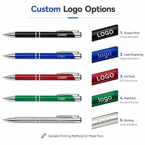 Stylo bille en métal personnalisé avec logo sur mesure, corps métallique haut de gamme, plusieurs options de couleurs pour cadeaux de bureau, promotion et vente au détail - Product Image 2
