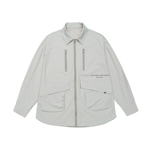 大码男式实用衬衫夹克外套棉质弹力防风拉链超大号多口袋 6XL 7XL 8XL 9XL 10XL - Product Image 2