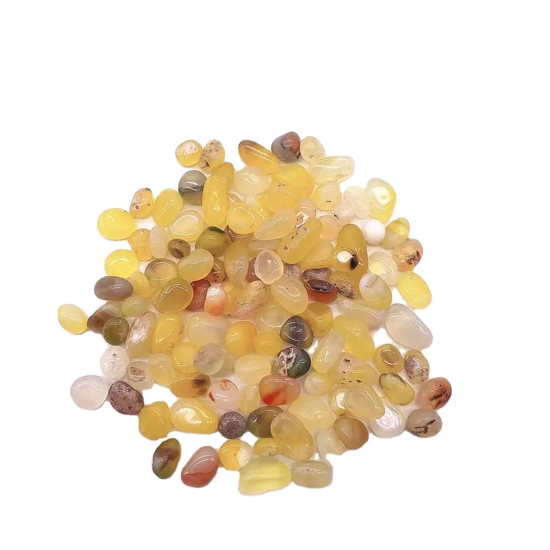 Großhandel natürlicher gelber Achat getrommelter Stein kristall kies zur Heilung