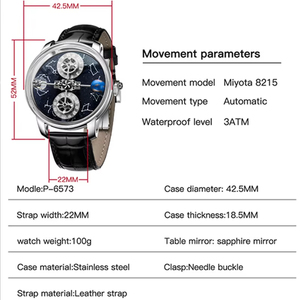 PINDU <strong>Watches</strong> New Mechanical Celestial <strong>Body</strong> Starry Twelve Constellations Sapphire Crystal Stainless Steel Case 3BAR Water - Product Image 6