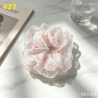 Chouchous en mousseline florale pour femmes, imprimés vintage, en organza transparent, accessoire élastique pour cheveux