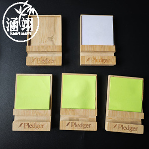 Porta Notas Adhesivas de Bambú Han Yi con Impresión de Logotipo, Organizador de Escritorio para Oficina, Regalos Empresariales - Product Image 4