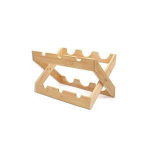 Estante para vinos de bambú con rejilla, estante plegable en forma de X para exhibir botellas de vino, estante plano para almacenamiento de vinos - Product Image 5