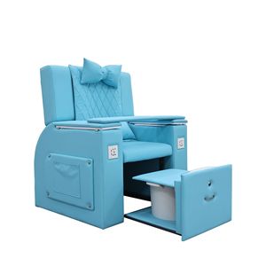 Sillón de Pedicura Azul Eléctrico con Masaje, Spa para Pies, Reclinable, con Podio y Bolsillo de Almacenamiento - Product Image 1