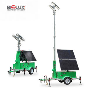 Tour d'éclairage solaire mobile télescopique blanc de 9 m avec système solaire hors réseau, indice de protection IP65, 14 000 lumens LED pour la <span class=keywords><strong>location</strong></span> - Product Image 1